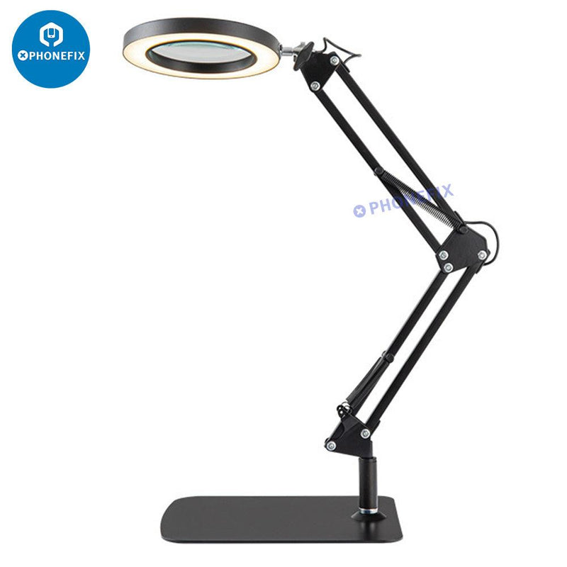30X LED Magnifying Glass Work Reading Table Lamp With Metal Stand