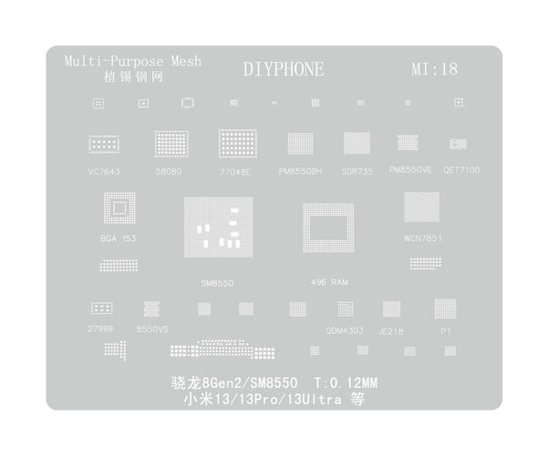 AMAO Xiaomi Mobile phone All Series BGA Reballing Stencil Template