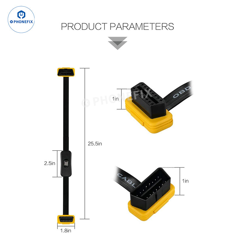 Adaptateur OBD 16 Broches Connecteur D'Extension Pour ELM327, MDIAG, EasyDiag, Golo Pro - Outil Diagnostic Auto
