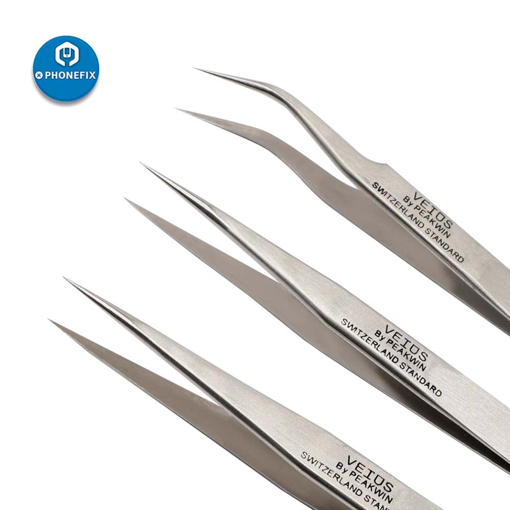 7 kinds Stainless steel tweezers antistatic tweezers elbow Fine Tip