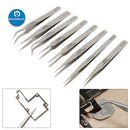 7 kinds Stainless steel tweezers anti-static tweezers elbow Fine Tip