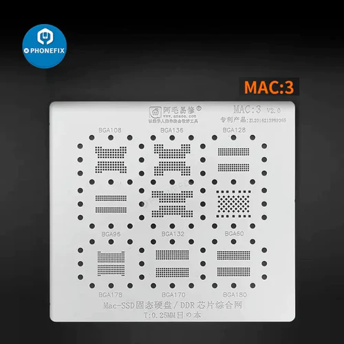 Amaoe MacBook BGA Reballing Stencil Steel Mesh For MAC 1-9