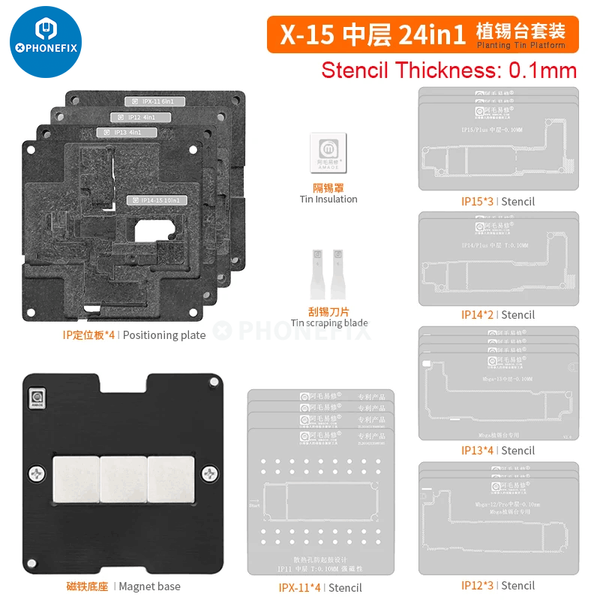 Amaoe Tin planting Platform iPhone 14 Series Middle Layer Reballing set