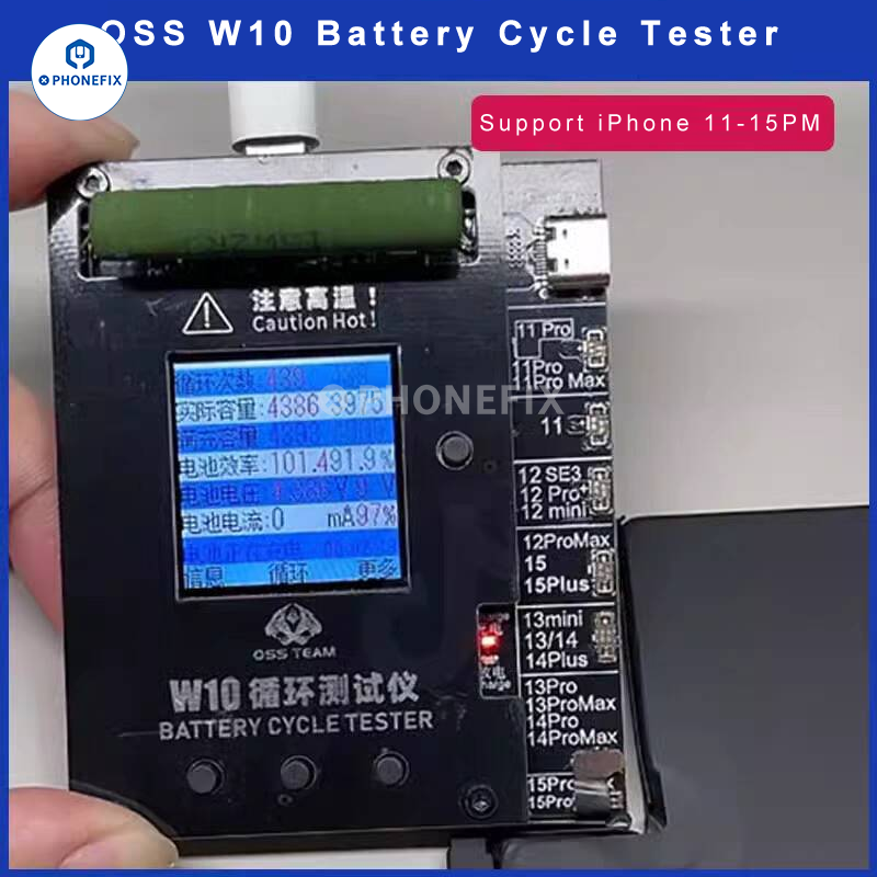 OSS W10 Battery Efficiency Cycle Tester For iPhone 11-15 Pro Max