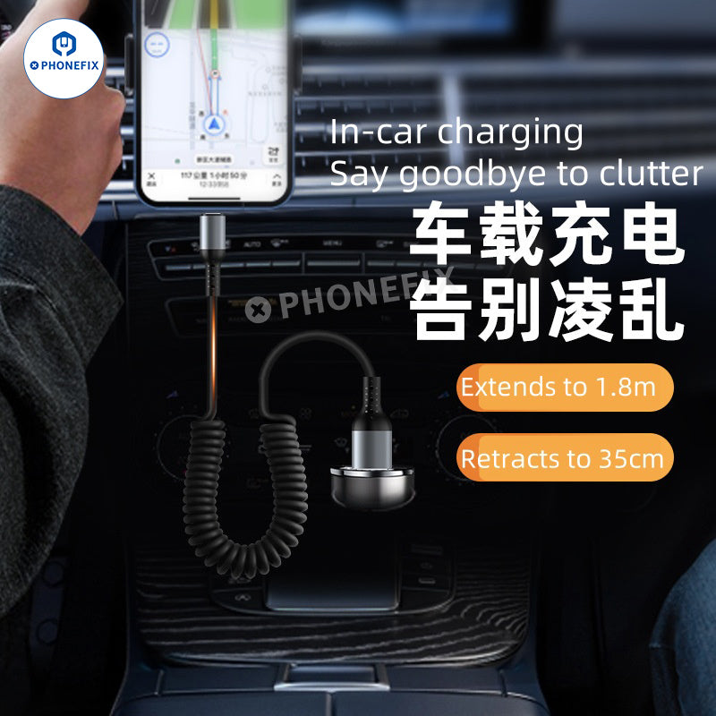 Car Charging Cable CarPlay Retractable Lightning Data Cord