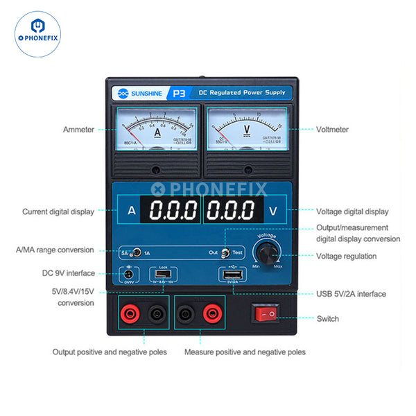 Sunshine P3 Dual Digital Display DC Regulated Power Supply