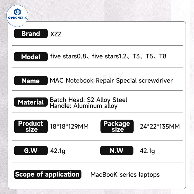 XZZ Precision Screwdriver Set iPad MacBook Laptop Repair