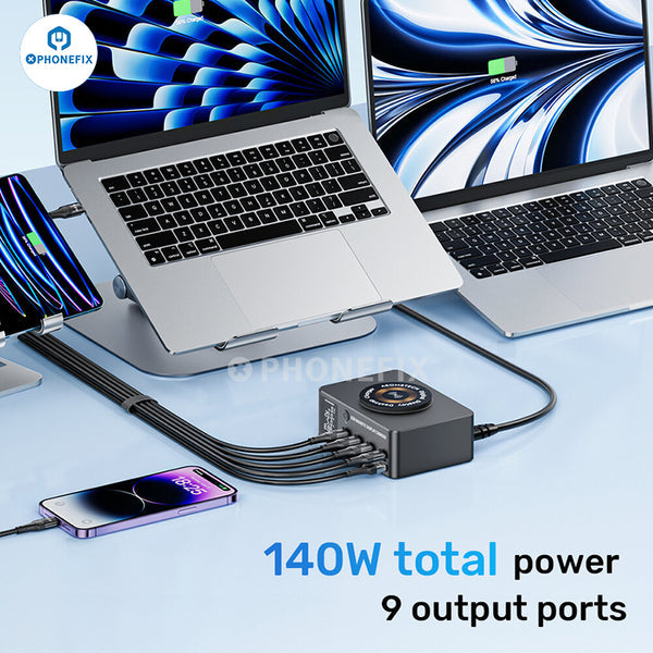 Intelligent USB Type-C Multi-Port PD Fast Charger With Magnetic Wireless