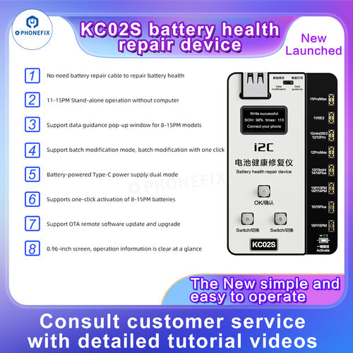 i2C KC02S Battery Health Repair Device For iPhone 8-15 Pro Max