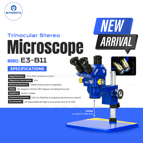 Mechanic E3-B11 E2-B11 Industrial Trinocular Microscope 7-60X