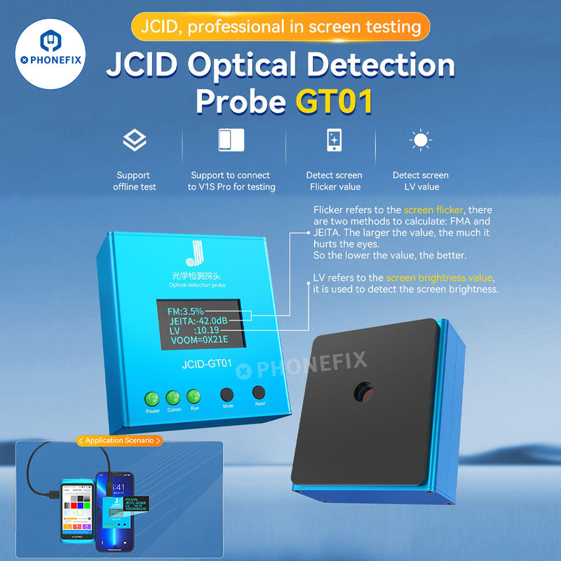 JC GT01 Optical Detection Probe iPhone Screen Flicker Testing Box