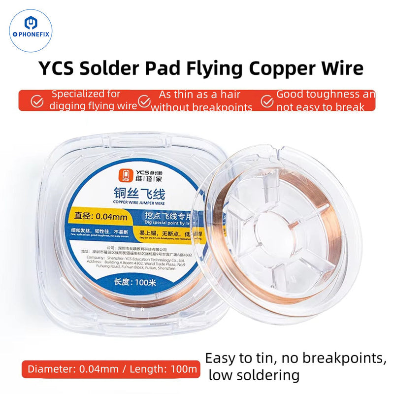 YCS 0.02mm 0.04mm Silver Copper Jumper Wire Circuit Board Repair