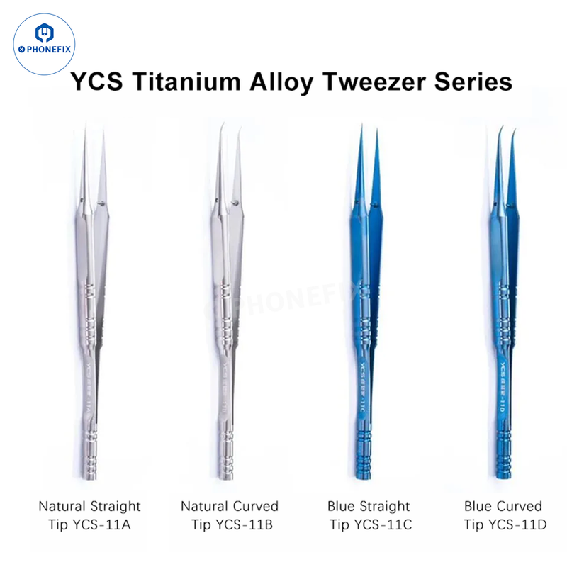 YCS Titanium Straight Curved Tweezers IC PCB Jumper Soldering