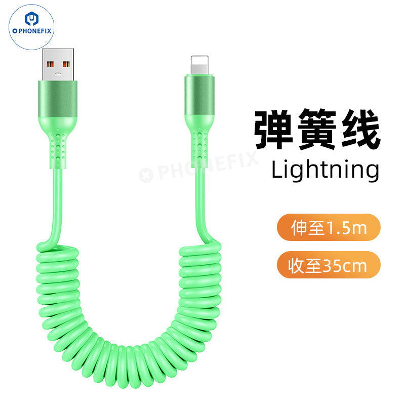 Car Charging Cable CarPlay Retractable Lightning Data Cord
