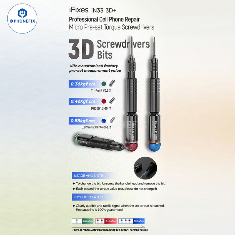 iN33 2D 3D Torque Screwdriver Phone Laptops Disassembly Tool