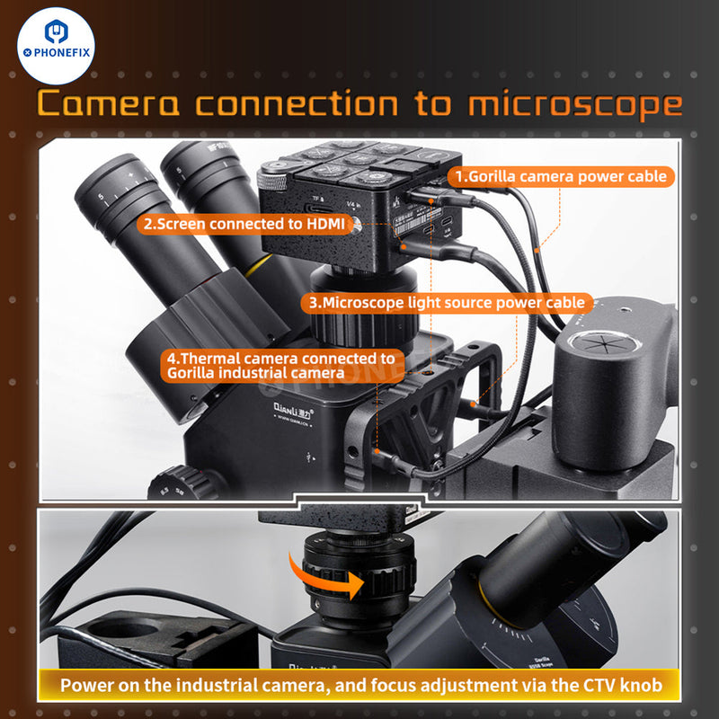 QianLi Gorilla Trinocular Stereo Microscope 6.5X-58X