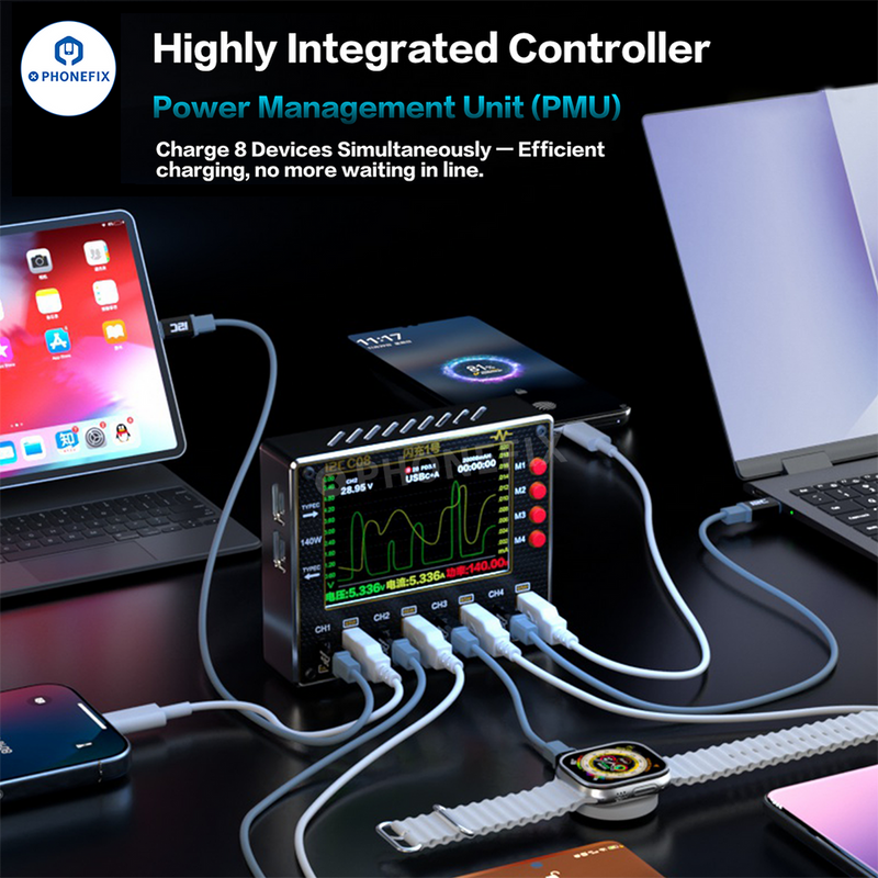 i2C C08 Flash Charger In-vehicles Phone Fast Charging Station 8 Ports