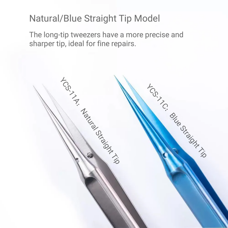 YCS Titanium Straight Curved Tweezers IC PCB Jumper Soldering