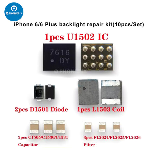 Backlight Chip Diode Capacitor Coil Repair Set For iPhone