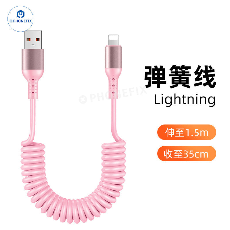 Car Charging Cable CarPlay Retractable Lightning Data Cord