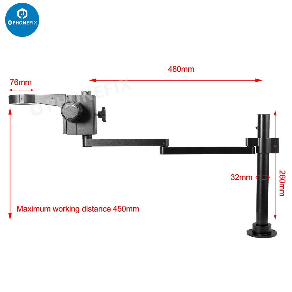Rotatable Articulating Arm Microscope Arm Stand Bracket 50mm Holder
