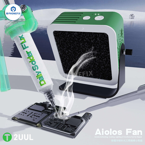 2UUL 3 in 1 Aiolos Fan Extracting Cooling Lighting PCB Soldering Repair Tool