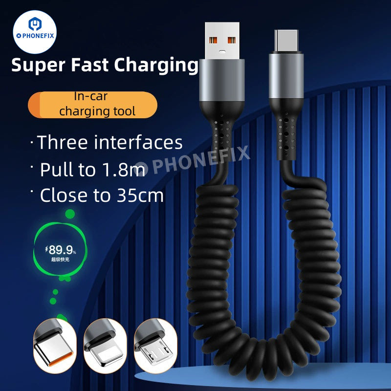 Car Charging Cable CarPlay Retractable Lightning Data Cord