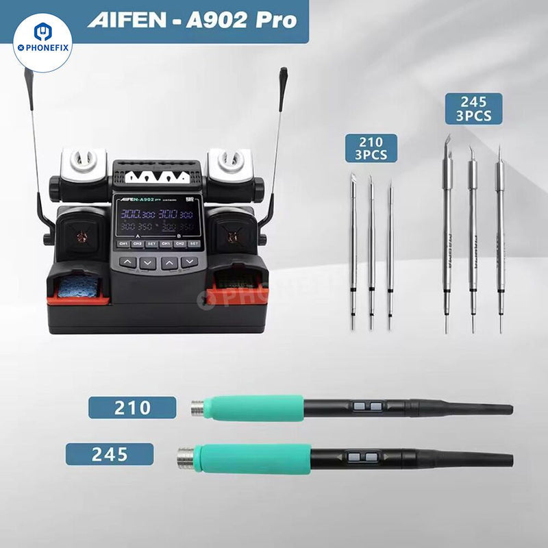 AIFEN A902 Intelligent Double Soldering Station With C210 C245 C115 Handle
