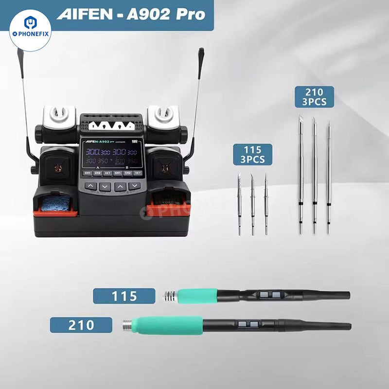 AIFEN A902 Intelligent Double Soldering Station With C210 C245 C115 Handle