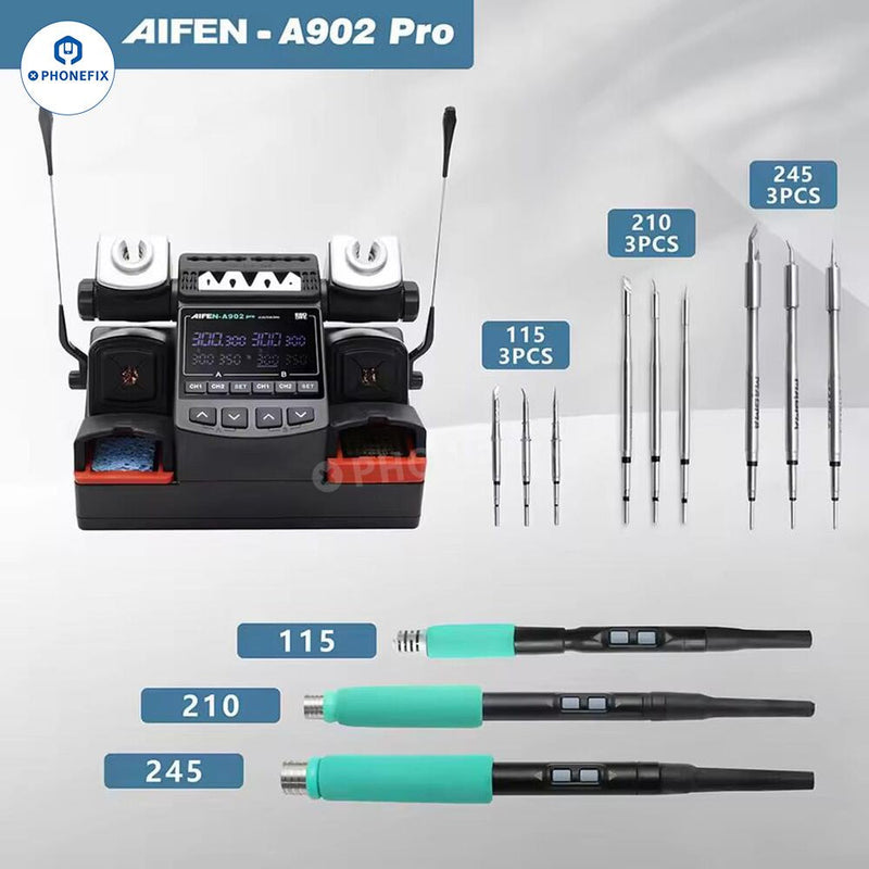 AIFEN A902 Intelligent Double Soldering Station With C210 C245 C115 Handle