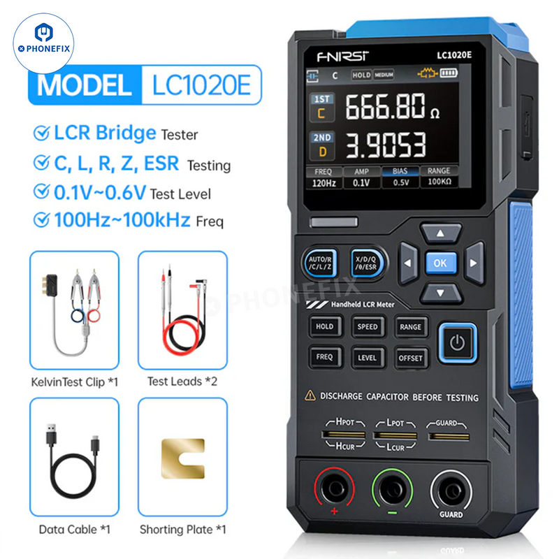 FNIRSI LC1020E Digital Bridge LCR Tester Auto Resistance Inductance Testing