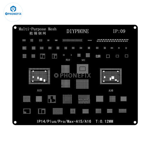 QianLi MEGA-IDEA Black BGA Reballing Stencil For iPhone 6-14 Pro Max