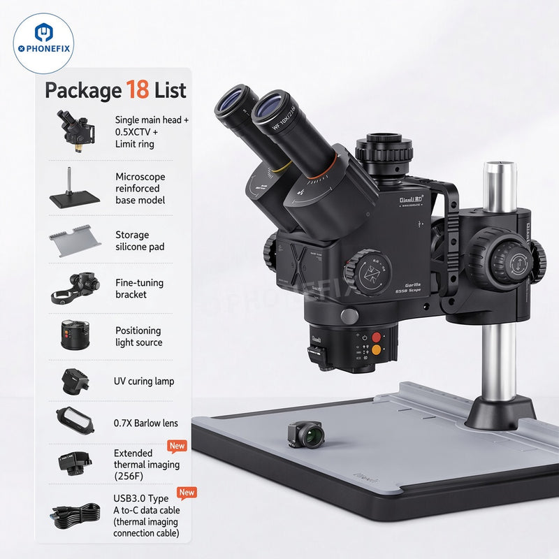 QianLi Gorilla Trinocular Stereo Microscope 6.5X-58X