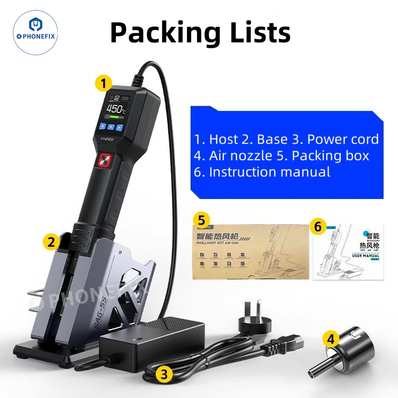 DES 560B handheld Digital Hot Air Gun Precision De-Soldering Station