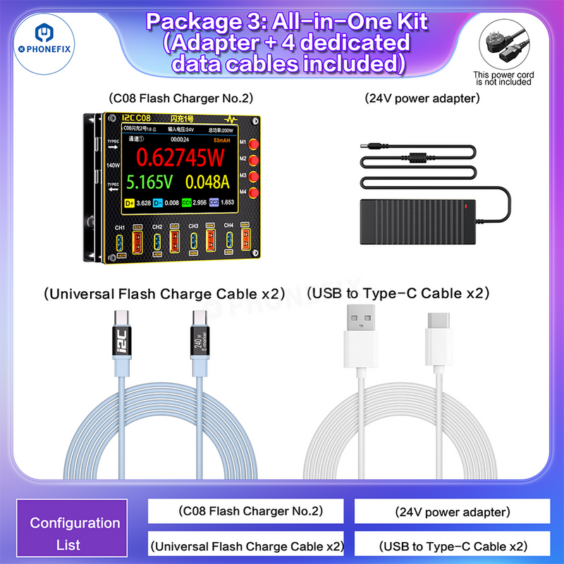 i2C C08 Flash Charger In-vehicles Phone Fast Charging Station 8 Ports