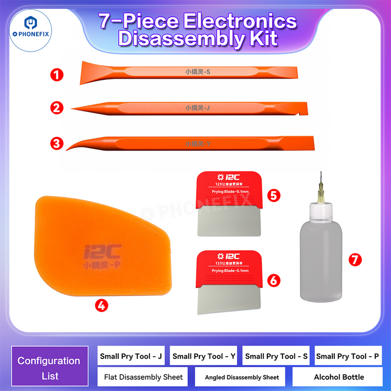 i2C 7 IN 1 Smart Phone LCD Screen Battery Removal Opening Tool Set