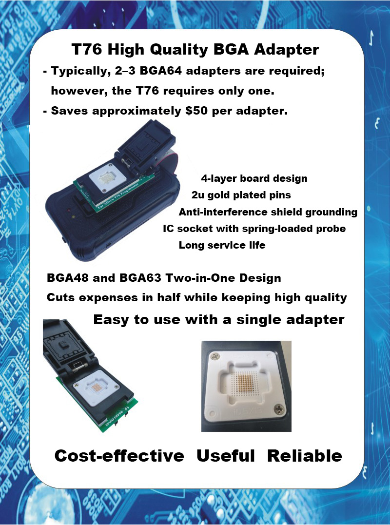 XGecu T76 USB 3.0 Universal Programmer For NAND NOR EMMC BGA Programming