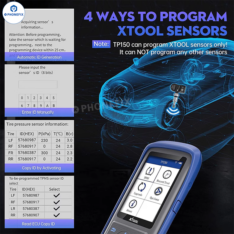 XTOOL TP150 TS100 Tire Pressure OBD2 TPMS Diagnostic Scanner