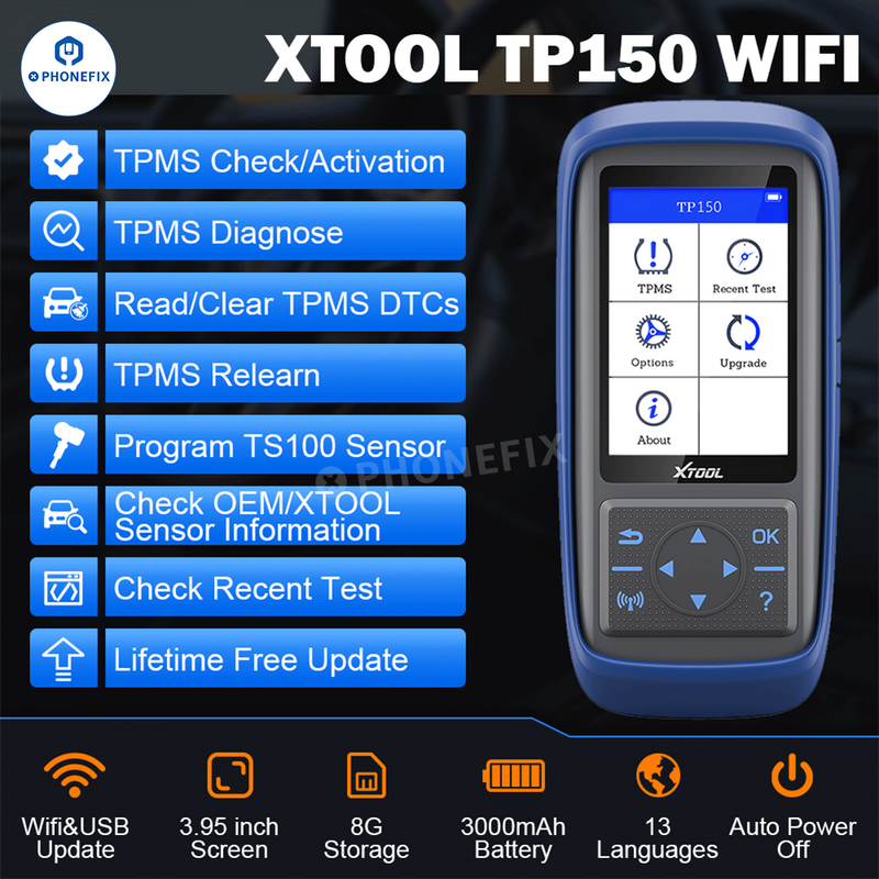XTOOL TP150 TS100 Tire Pressure OBD2 TPMS Diagnostic Scanner