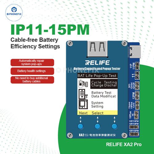 RELIFE XA2 Pro iPhone 11-15PM Battery Efficiency Popup Tester