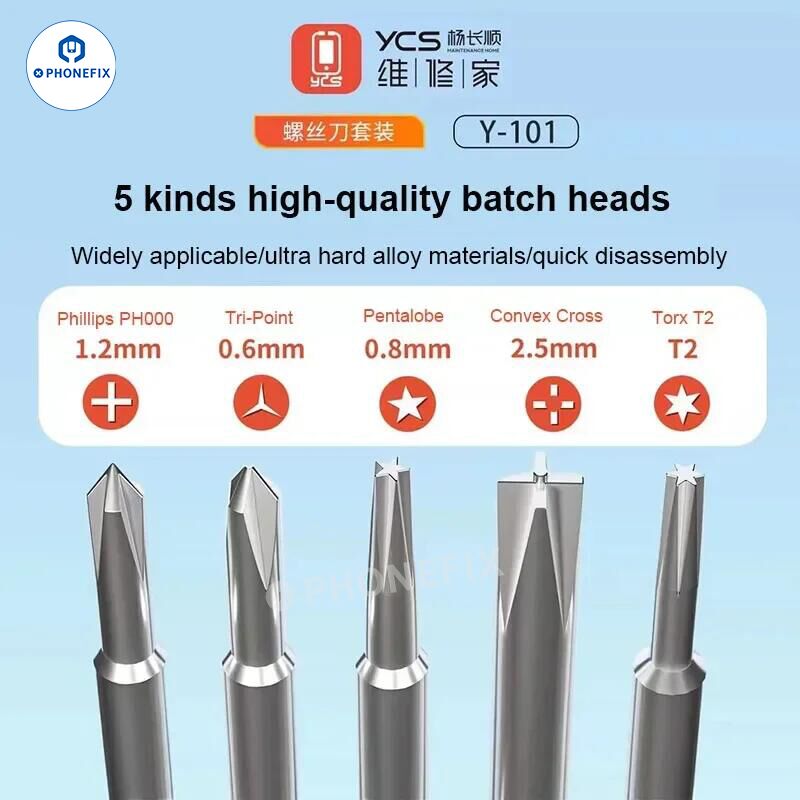 YCS T05 Y-101 5 IN 1 Mobile Phone Repair Precision 3D Screwdriver Set