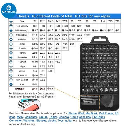 100 IN 1 Precision Screwdriver Set Multi-function Electronics Repair Tool Kit