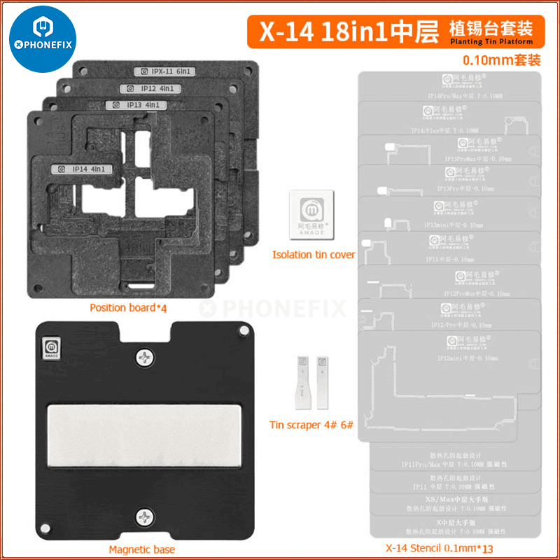 Amaoe Tin planting Platform iPhone 14 Series Middle Layer Reballing set