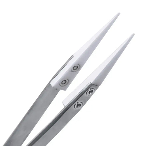 Anti-Static Curved Straight Ceramic Tweezers Heat Resistant Non Conductive