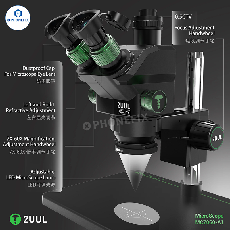 2UUL MC7060-A1 Trinocular Microscope ECU Chips Soldering Repair