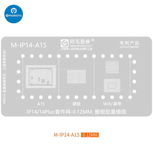 Mbga-IP BGA Reballing Stencil Kit For iPhone 7 to 15 Pro Max