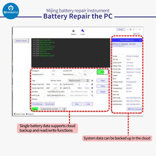 MJ BTR-20 Battery Repair Tester For iPhone 11-13 Pro Max