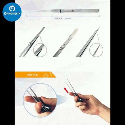 JM-10-12 Double Head Anti-static Tweezers Set Cross Type