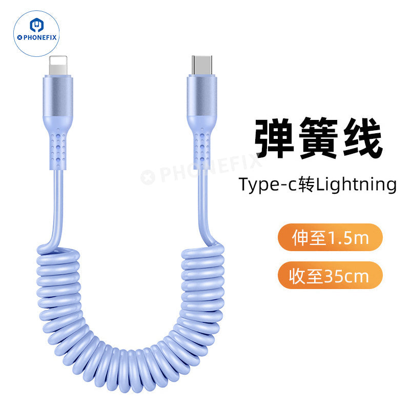 Car Charging Cable CarPlay Retractable Lightning Data Cord