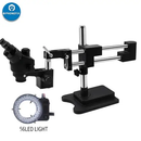 Microscop trinocular negru 3.5X-90X cu suport cu braț dublu